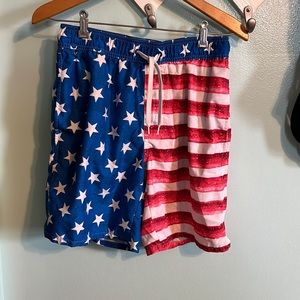 American flag swim trunks